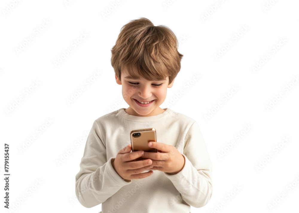 Smiling Boy with Phone on Transparent Smiling Boy with Phone on Transparent