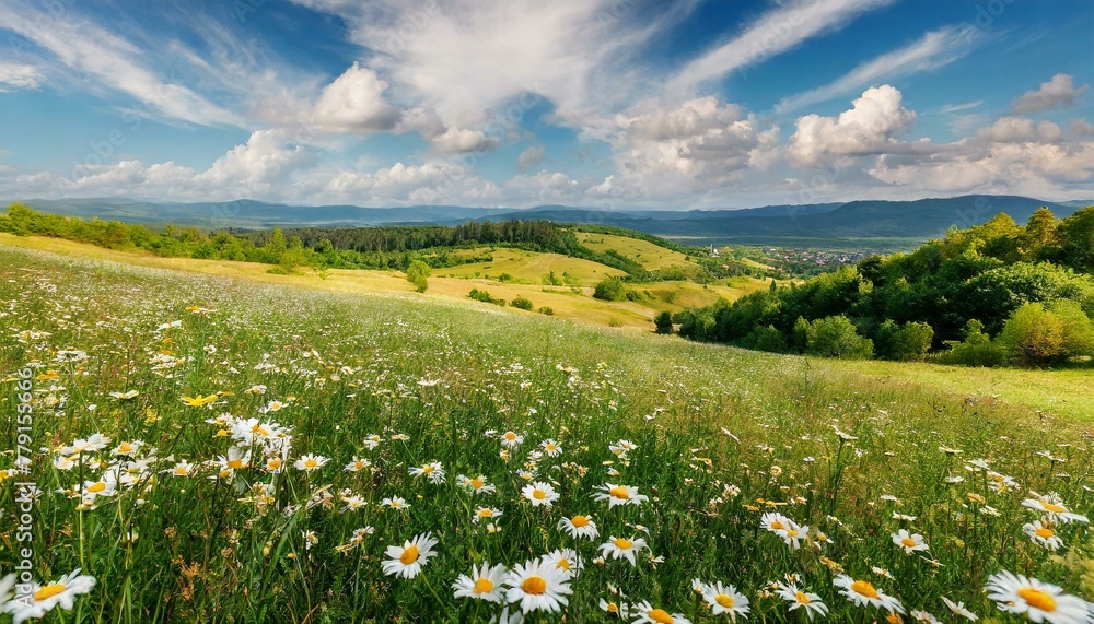 Tranquil Meadows: Spring and Summer Harmony with Fields of Daisies Tranquil Meadows: Spring and Summer Harmony with Fields of Daisies