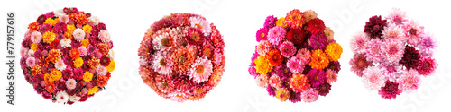 Four vibrant floral arrangements viewed from above