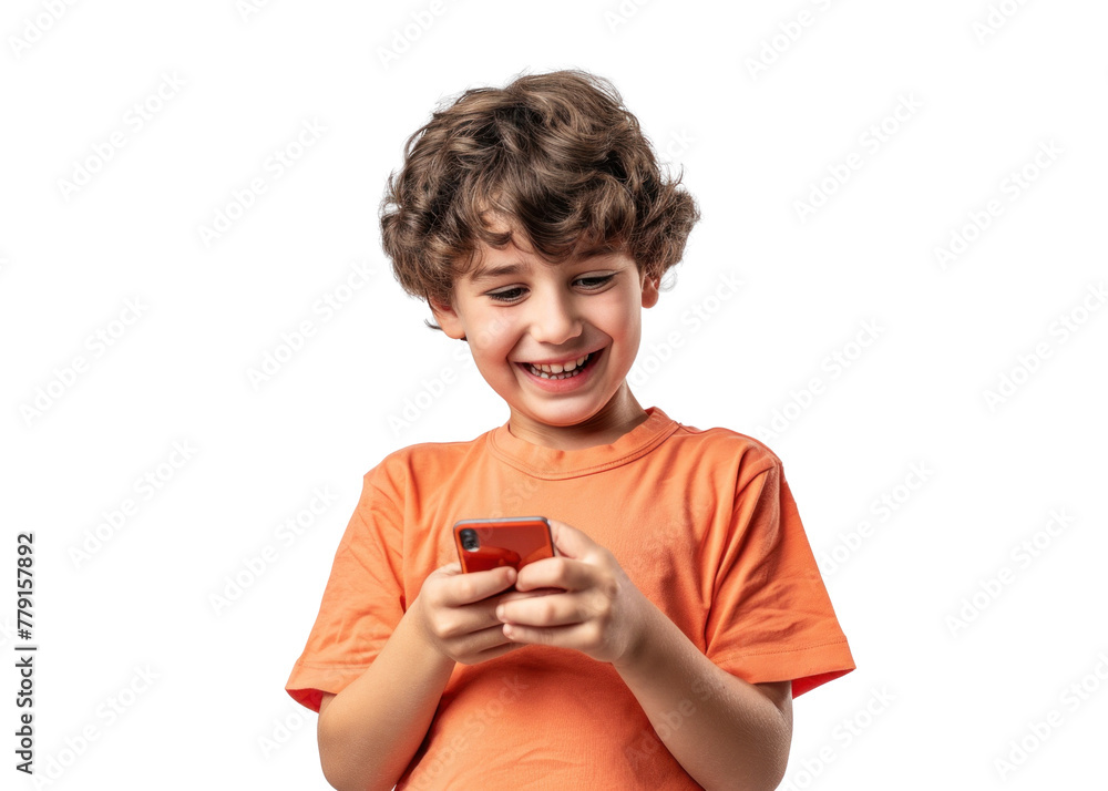 Young Boy Smiling with Smartphone Young Boy Smiling with Smartphone