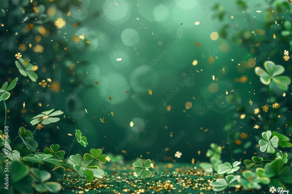 Green clover frame background. Space for text, St. Patrick. Green clover frame background. Space for text, St. Patrick.