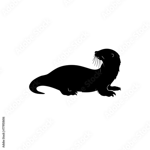 
black silhouette of a otter