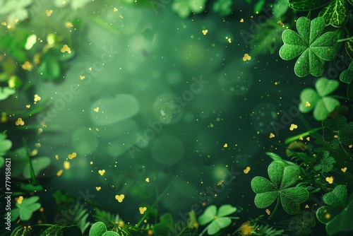Green clover frame background. Space for text, St. Patrick.
