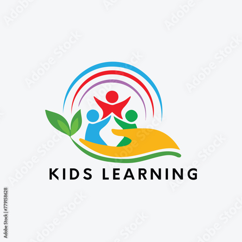 kids learning logo design vector