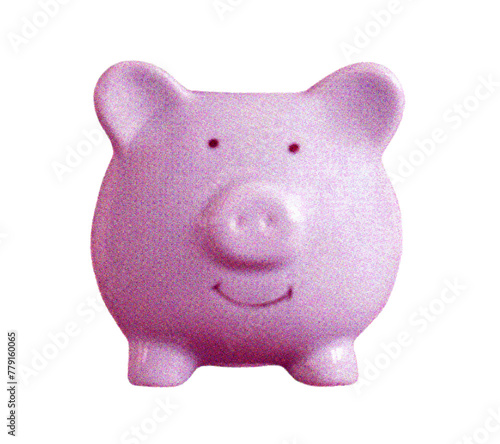 Halftone element for piggy bank collage. Cute pink piggy bank on isolated background. Elements for collages. Vector illustration.