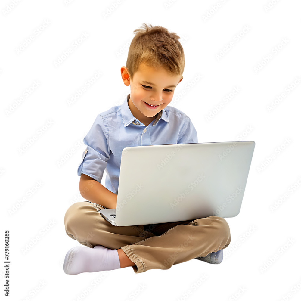 portrait of a cute little kid using laptop computer portrait of a cute little kid using laptop computer
