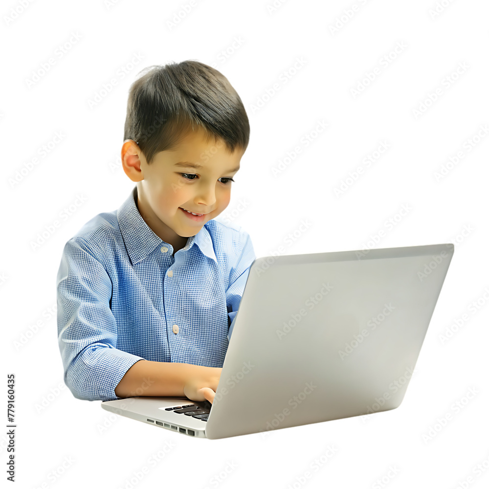 portrait of a cute little kid using laptop computer portrait of a cute little kid using laptop computer