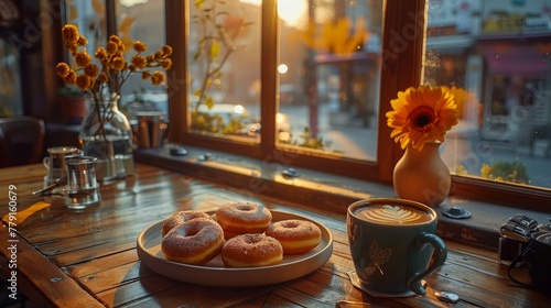Cozy Morning Delights at a Streetside Cafe photo
