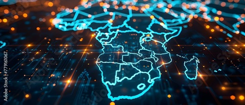 Africa's Digital Pulse: Data Streams and Cyber Tech. Concept Technology in Africa, Digital Innovation, Data Analysis, Cybersecurity Solutions, Tech Trends in Africa,