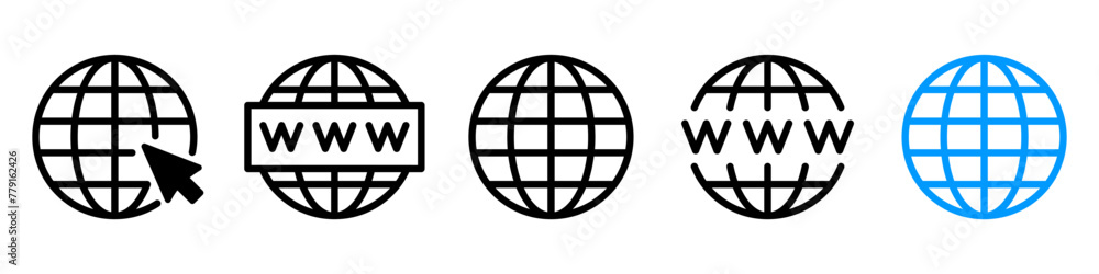 Globe icon set. Internet sign. Vector illustration. Globe icon set. Internet sign. Vector illustration.