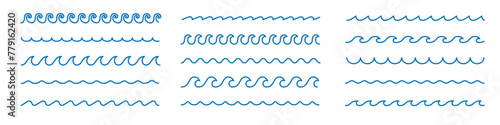 Waves sign set. Linear style. Vector illustration.