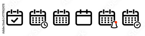 Calendar planner icon set. Calendar icon collection.