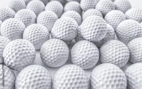 Uniform White Golf Balls on Grey Backdrop