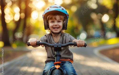 Young girl enjoying a bike ride in nature