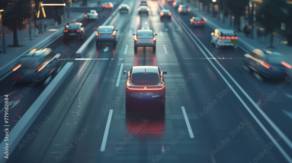 Bustling City Street With Heavy Traffic Bustling City Street With Heavy Traffic