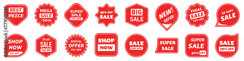 Price tag. Sale sticker set. Flat style. Vector illustration.