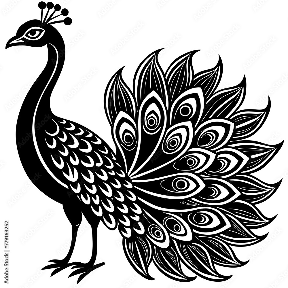 Peacock silhouette vector illustration svg file stock vector adobe stock