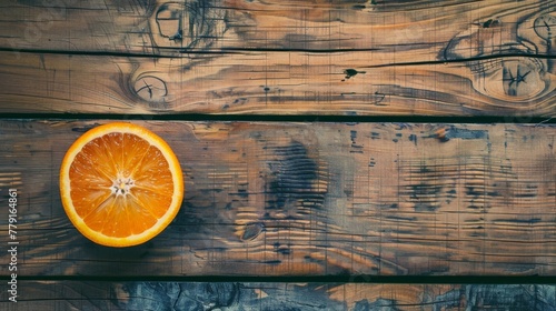 Orange fruit laying on wooden table cooking recipe banner background