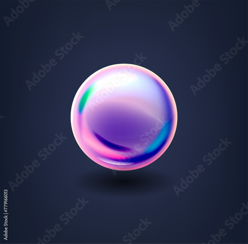 Holographic Geometric Sphere, Three-dimensional Round Shape, Resembling A Glossy Ball with Gradient Hologram Effect