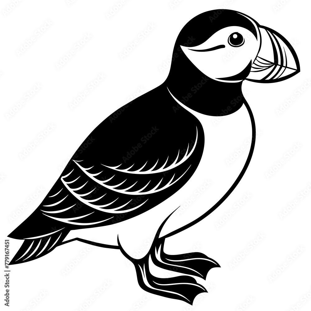 Obraz premium atlantic puffin silhouette vector illustration svg file