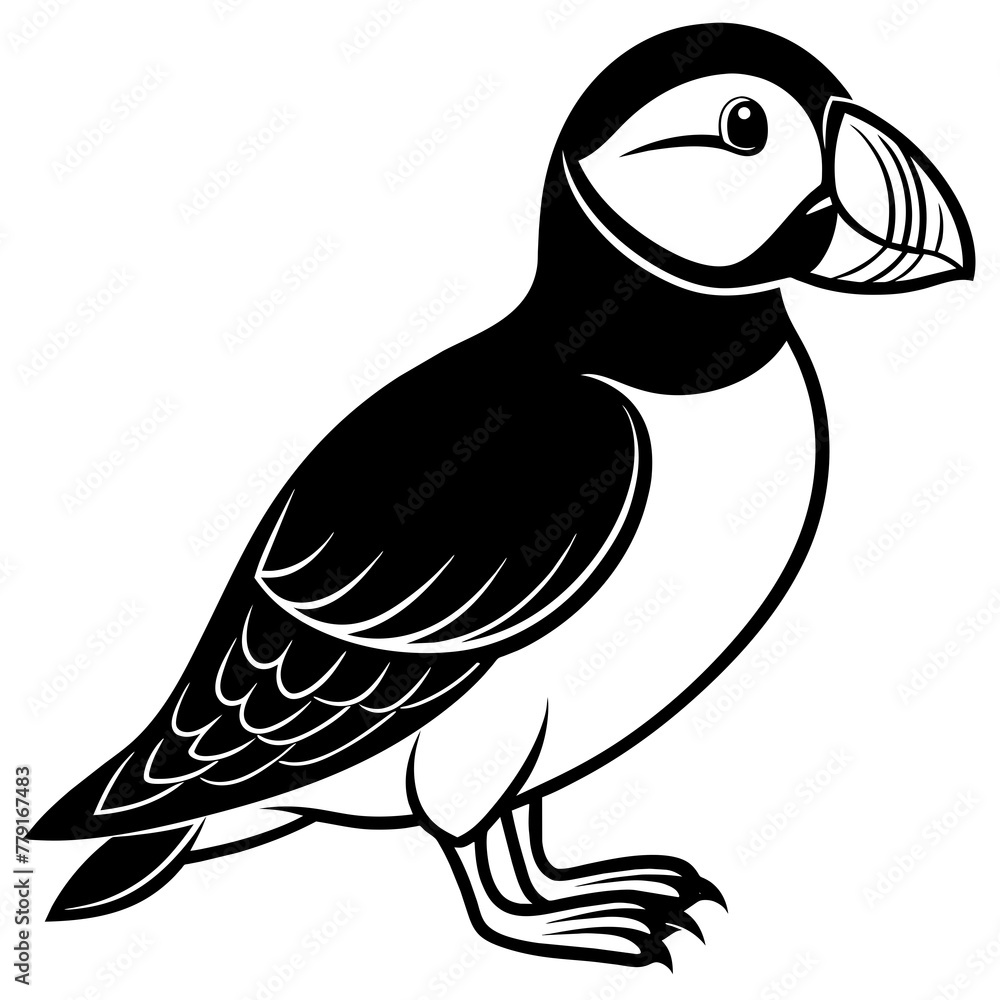 Obraz premium atlantic puffin silhouette vector illustration svg file