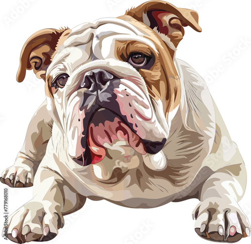 English bulldog cute art vector illustration