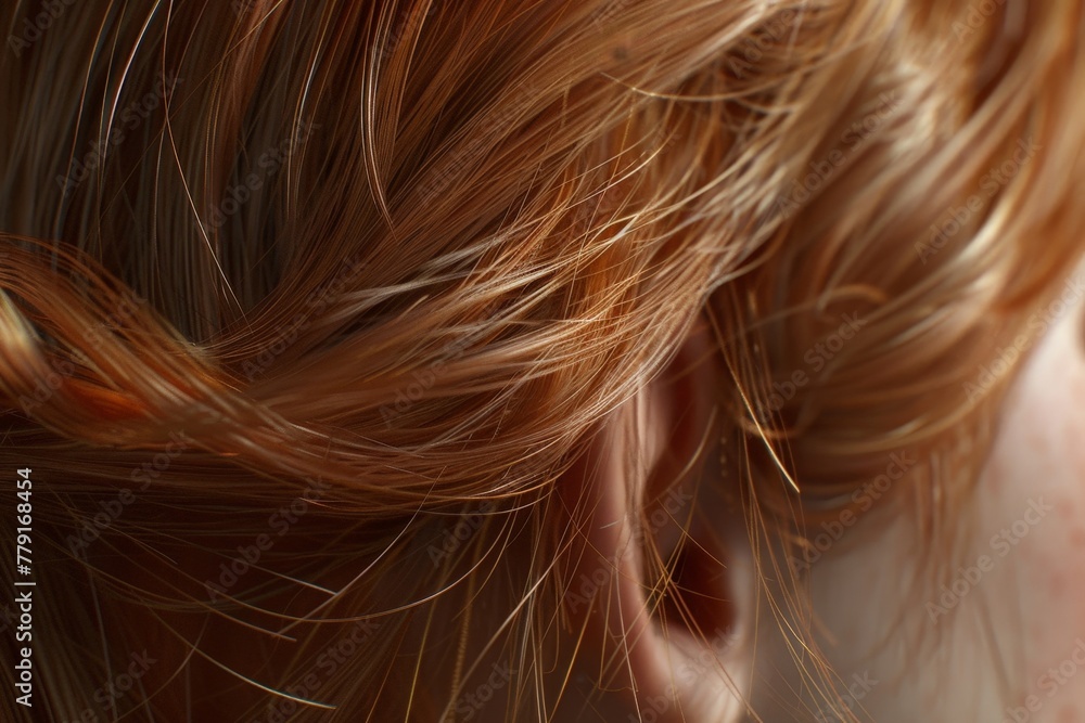 Healthy shiny red ginger hair locks. Healthy shiny red ginger hair locks.