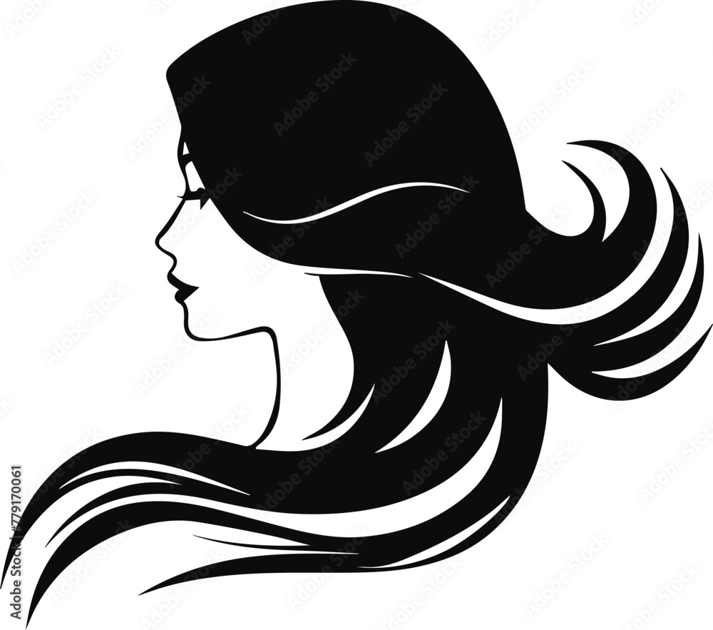 Woman face and hair logo vector illustration Woman face and hair logo vector illustration