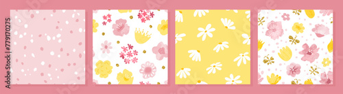 Set of seamless floral patterns. Vector design for textiles, covers,packaging,prints,interior decor and more.