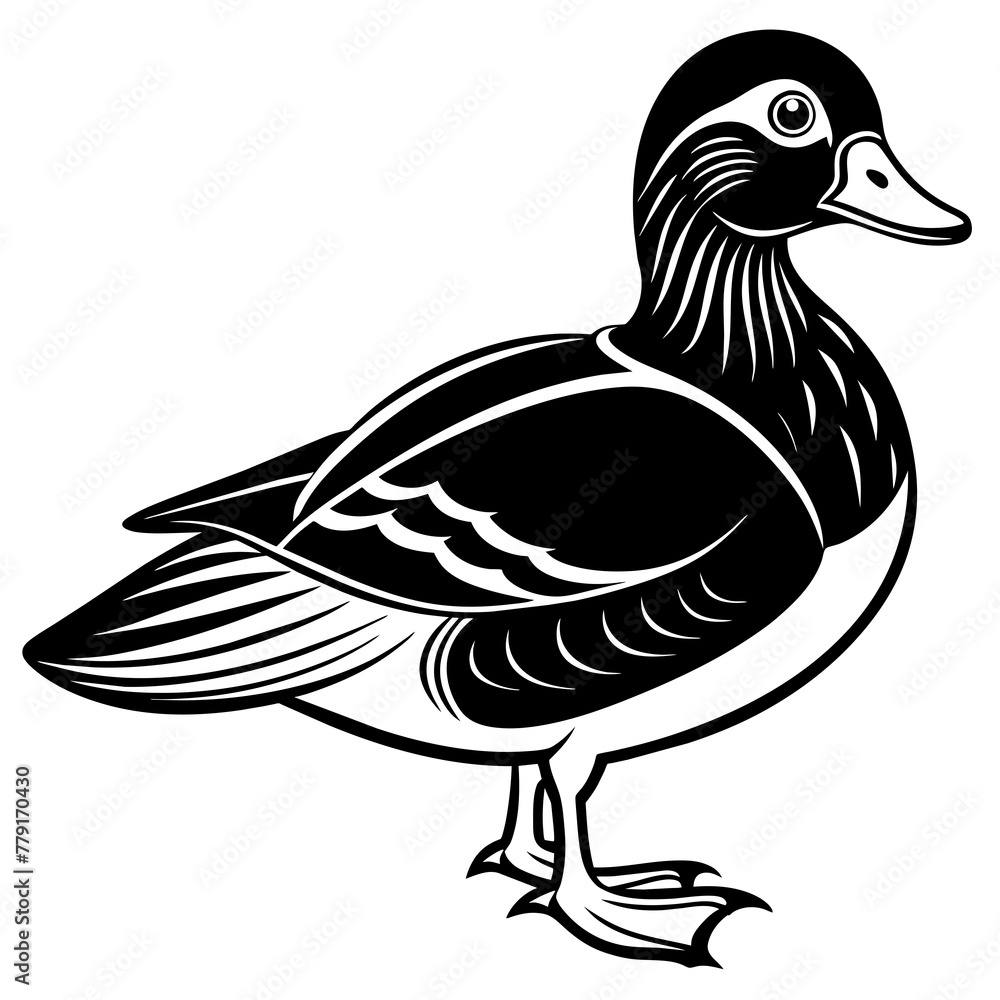 Fototapeta premium mandarin duck silhouette vector illustration svg file