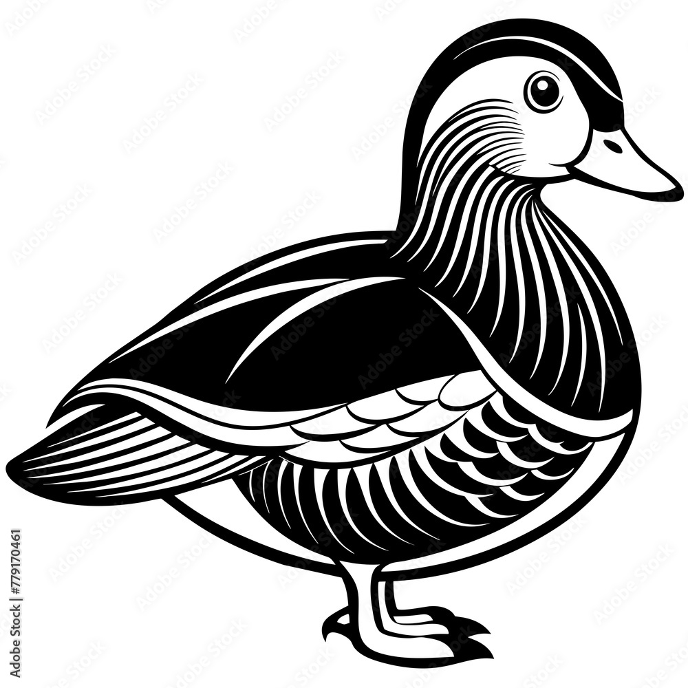 Obraz premium mandarin duck silhouette vector illustration svg file