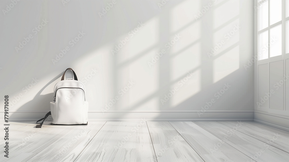 Serene Simplicity: Elegance Found in a Clean, Empty White Room - obrazy, fototapety, plakaty 