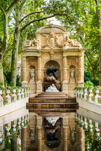 Fontaine Médicis, monumental fountain commissioned by Marie de' Medici by inside Jardin du Luxembourg in the 6th Arrondissement of Paris, France