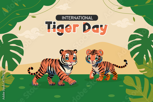 International tiger day poster banner template