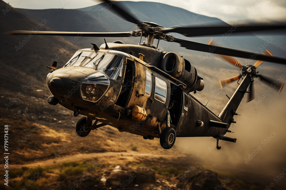 Combat helicopter in the sky. Air force recruitment. Air Force. Subjects related to war World War 3. Combat helicopter in the sky. Air force recruitment. Air Force. Subjects related to war World War 3.