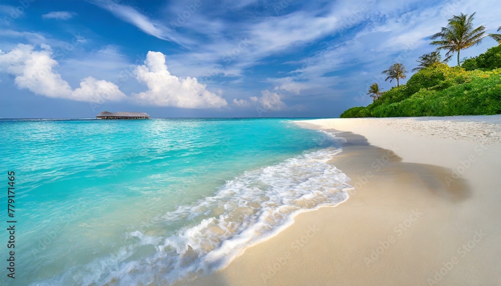 Paradise Found: Serene Sandy Beach and Turquoise Ocean in the Maldives