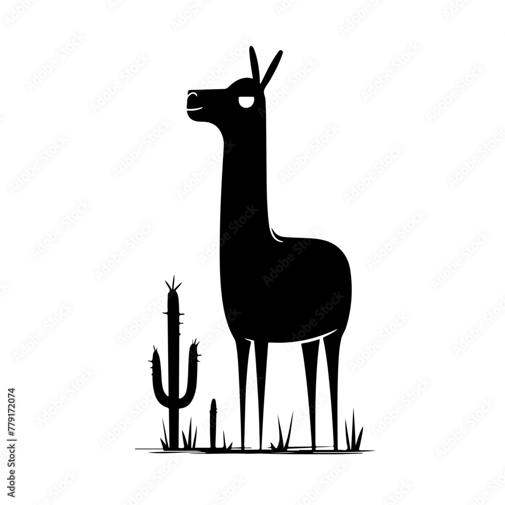 Fototapeta premium Llama standing next to cactus