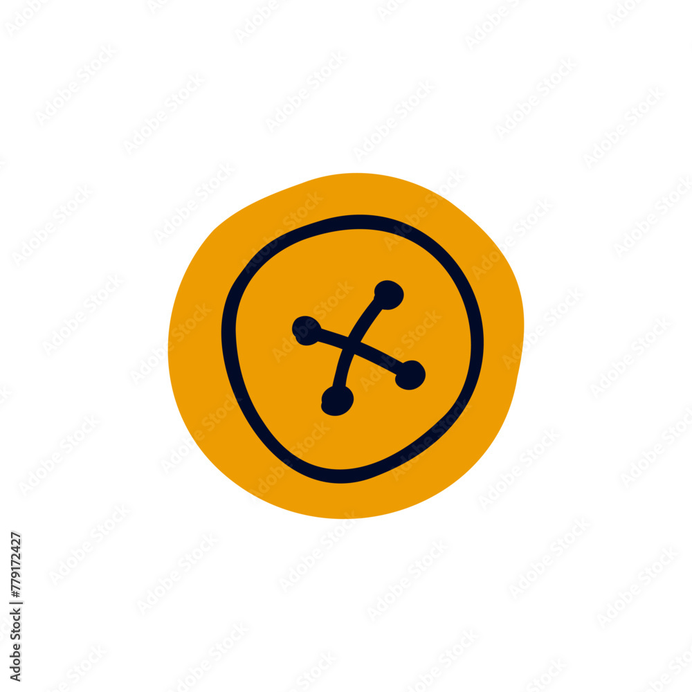 Button for clothing icon in cartoon style isolated on white background. Sewing symbol Button for clothing icon in cartoon style isolated on white background. Sewing symbol