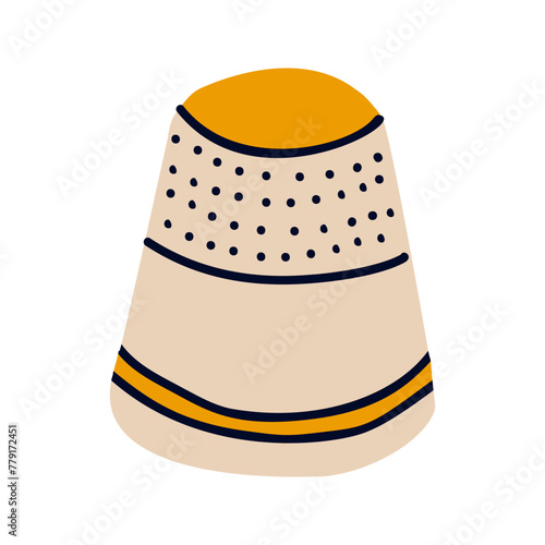 Sewing kit illustration, sewing tools and supplies, thimble vector isolated illustration