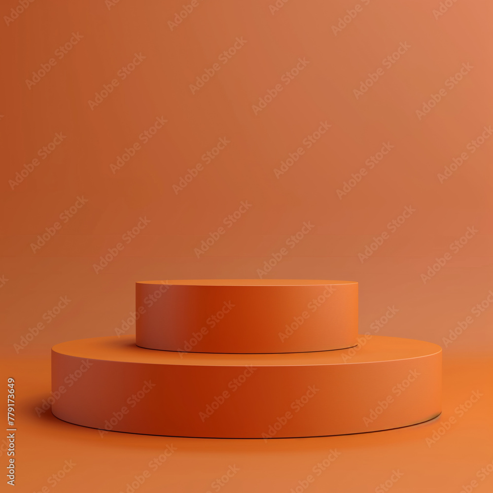Blank advertising podium mockup in dark orange 3d Blank advertising podium mockup in dark orange 3d