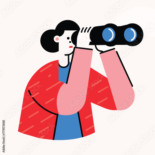 
Searching for birds and investigating nature and surroundings with binoculars outdoors activities
