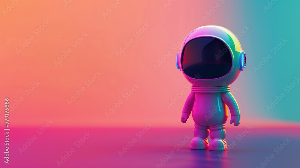 Colorful Space Astronaut Toy on Gradient. copy space for text Colorful Space Astronaut Toy on Gradient. copy space for text
