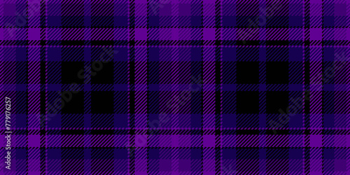 Horizon texture pattern check, female seamless textile fabric. Doodle vector plaid background tartan in violet and black colors.