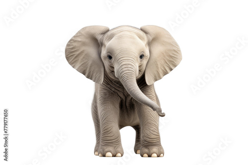 Majestic Elephant Stands Tall Against a Pure White Canvas. White or PNG Transparent Background.