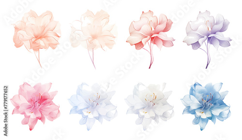 Set of soft pastel color floral seamless pattern with many decorative azaleas flowers, leaves and twigs. For fashion, wedding invitation and greeting card vector illustration © Pickoloh