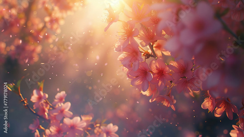 Spring cherry blossoms in full bloom With Sunlight © Anna