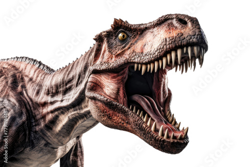 Roaring Prehistoric Beast With Jaws Agape. White or PNG Transparent Background. © SIBGHA