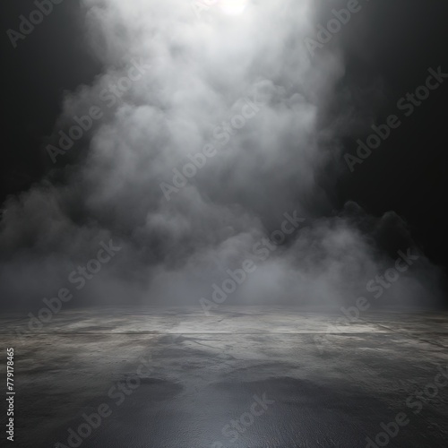 Dark street, wet asphalt, reflections of rays in the water. Abstract dark background.