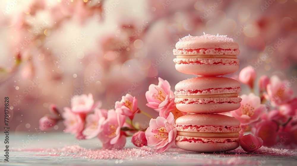 Romantic French Macaron Tower, generative ai Romantic French Macaron Tower, generative ai