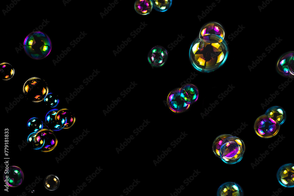 Soap bubbles isolated on a black background Soap bubbles isolated on a black background